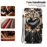 For-Samsung-Galaxy-A17-5G-/-A17-4G-Wallet-Case-Pattern-Printing-Leather-Stand-Phone-Cover-with-Strap-Black-Gold-Heart