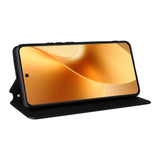 For-Realme-15-Pro-5G-/-15-5G-Case-Wallet-Rhombus-Imprinted-Leather-Phone-Cover-Black