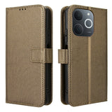 Leather-Wallet-Case-for-Realme-Note-70T-4G-/-Narzo-80-Lite-4G-/-Realme-C71-4G-(India)-Diamond-Texture-Phone-Cover-with-Strap-Brown