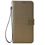 Leather-Wallet-Case-for-Realme-Note-70T-4G-/-Narzo-80-Lite-4G-/-Realme-C71-4G-(India)-Diamond-Texture-Phone-Cover-with-Strap-Brown