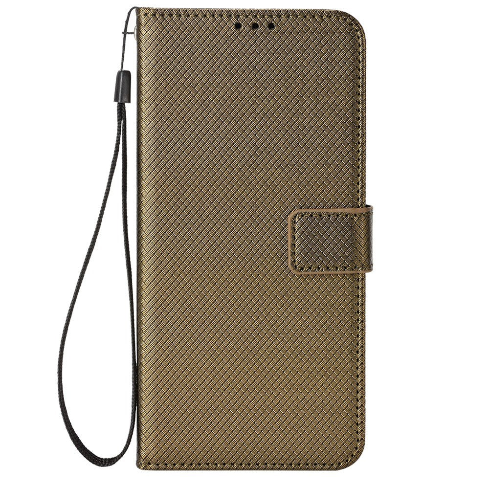 Leather-Wallet-Case-for-Realme-Note-70T-4G-/-Narzo-80-Lite-4G-/-Realme-C71-4G-(India)-Diamond-Texture-Phone-Cover-with-Strap-Brown