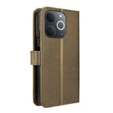 Leather-Wallet-Case-for-Realme-Note-70T-4G-/-Narzo-80-Lite-4G-/-Realme-C71-4G-(India)-Diamond-Texture-Phone-Cover-with-Strap-Brown