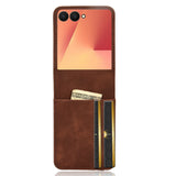 For-Samsung-Galaxy-Z-Flip7-5G-Case-Separable-Design-Card-Slot-Leather-+-PC-Phone-Cover-Brown