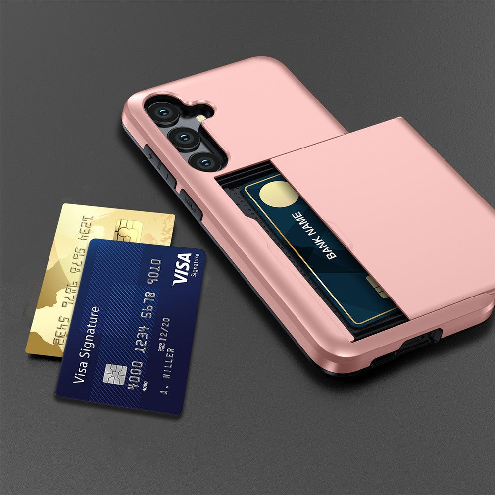 For-Samsung-Galaxy-S25-FE-Case-with-Card-Holder-TPU-+-PC-Phone-Back-Cover-Gold