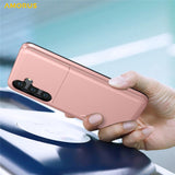 AMORUS-For-Samsung-Galaxy-S25-FE-Case-with-Sliding-Card-Holder-PC-TPU-Phone-Back-Cover-Rose-Gold