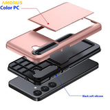 AMORUS-For-Samsung-Galaxy-S25-FE-Case-with-Sliding-Card-Holder-PC-TPU-Phone-Back-Cover-Rose-Gold