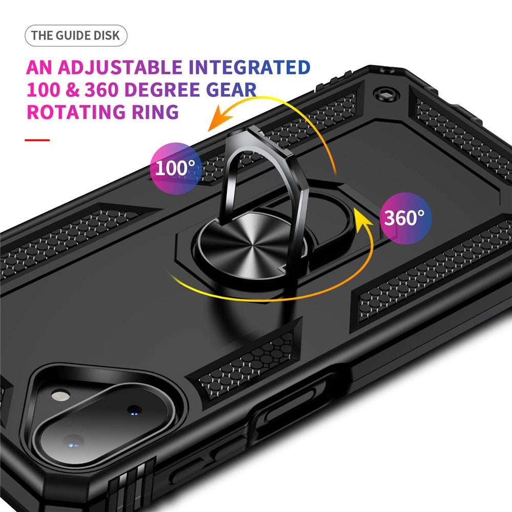 For-Samsung-Galaxy-A07-4G-Case-PC-+-TPU-Phone-Cover-with-Kickstand-Black