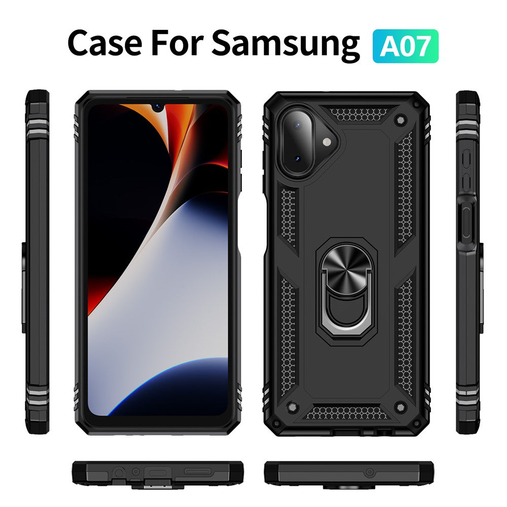 For-Samsung-Galaxy-A07-4G-Case-PC-+-TPU-Phone-Cover-with-Kickstand-Black