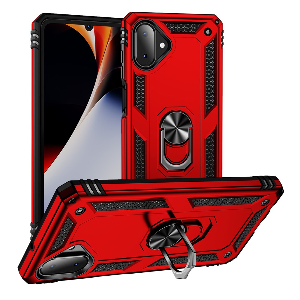 For-Samsung-Galaxy-A07-4G-Case-PC-+-TPU-Phone-Cover-with-Kickstand-Red