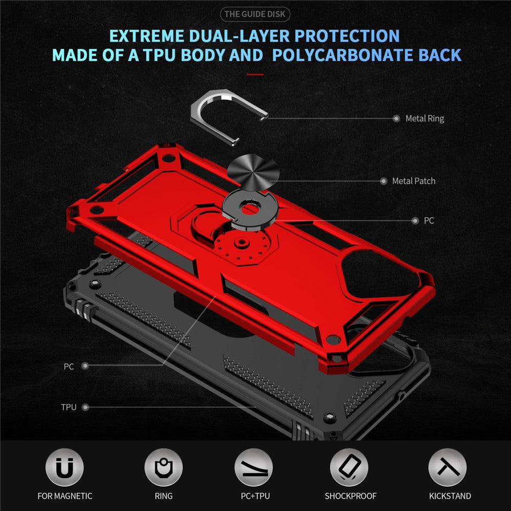 For-Samsung-Galaxy-A07-4G-Case-PC-+-TPU-Phone-Cover-with-Kickstand-Red