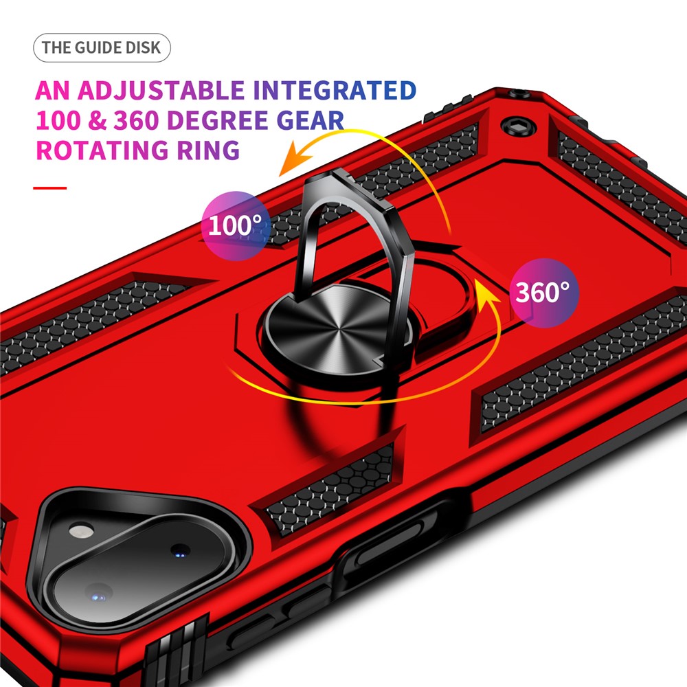 For-Samsung-Galaxy-A07-4G-Case-PC-+-TPU-Phone-Cover-with-Kickstand-Red