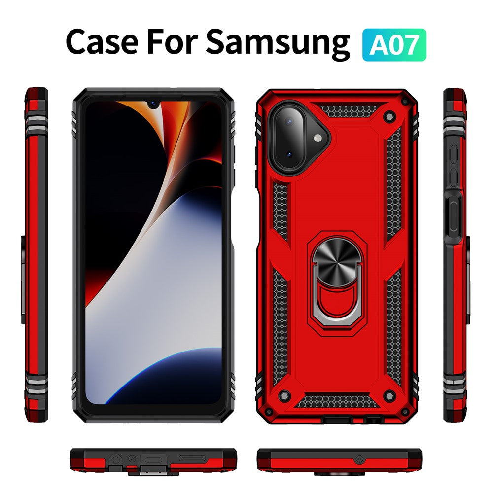 For-Samsung-Galaxy-A07-4G-Case-PC-+-TPU-Phone-Cover-with-Kickstand-Red