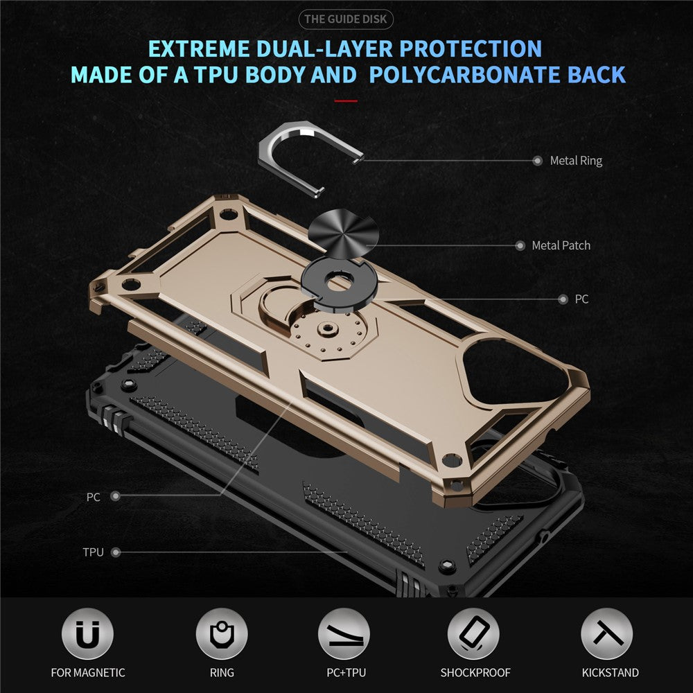 For-Samsung-Galaxy-A07-4G-Case-PC-+-TPU-Phone-Cover-with-Kickstand-Gold