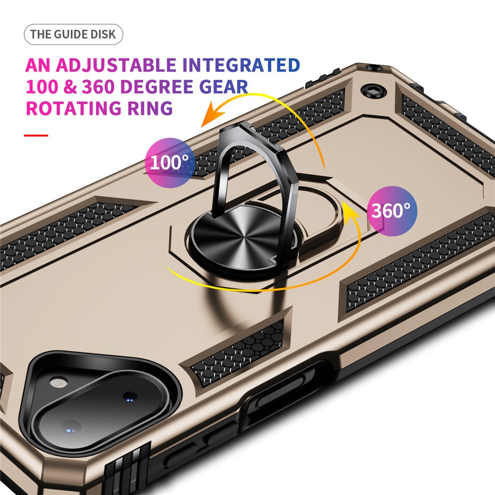 For-Samsung-Galaxy-A07-4G-Case-PC-+-TPU-Phone-Cover-with-Kickstand-Gold