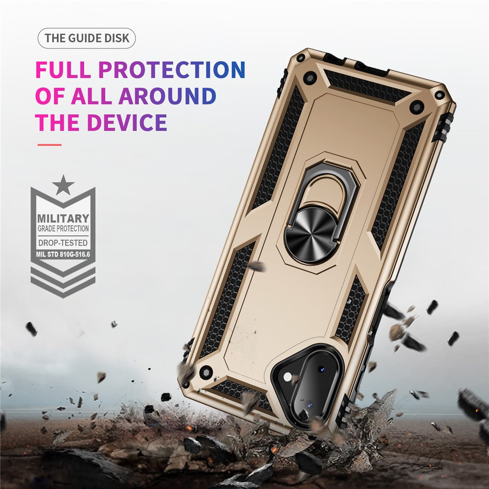 For-Samsung-Galaxy-A07-4G-Case-PC-+-TPU-Phone-Cover-with-Kickstand-Gold