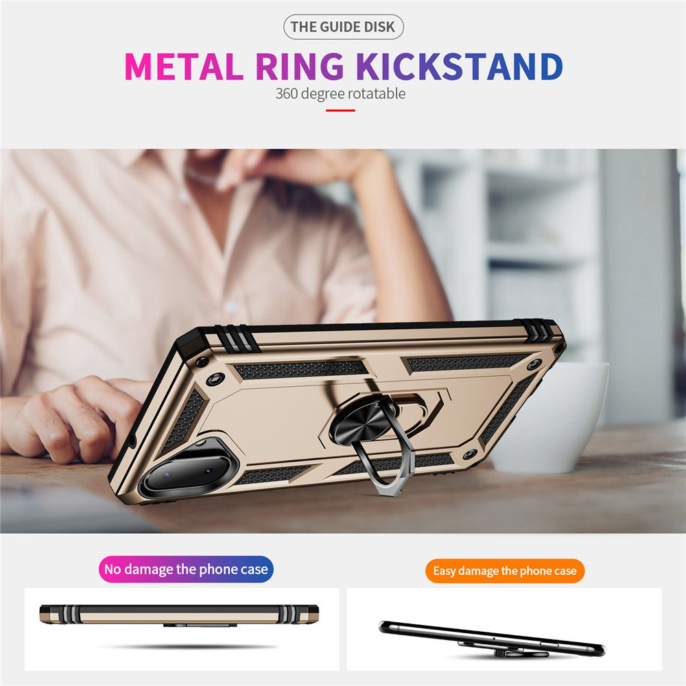 For-Samsung-Galaxy-A07-4G-Case-PC-+-TPU-Phone-Cover-with-Kickstand-Gold