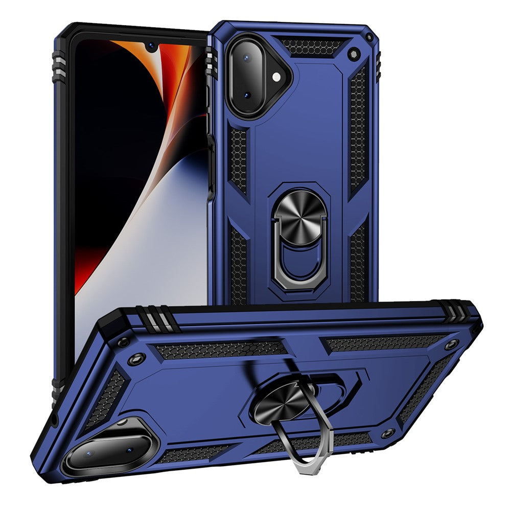 For-Samsung-Galaxy-A07-4G-Case-PC-+-TPU-Phone-Cover-with-Kickstand-Blue