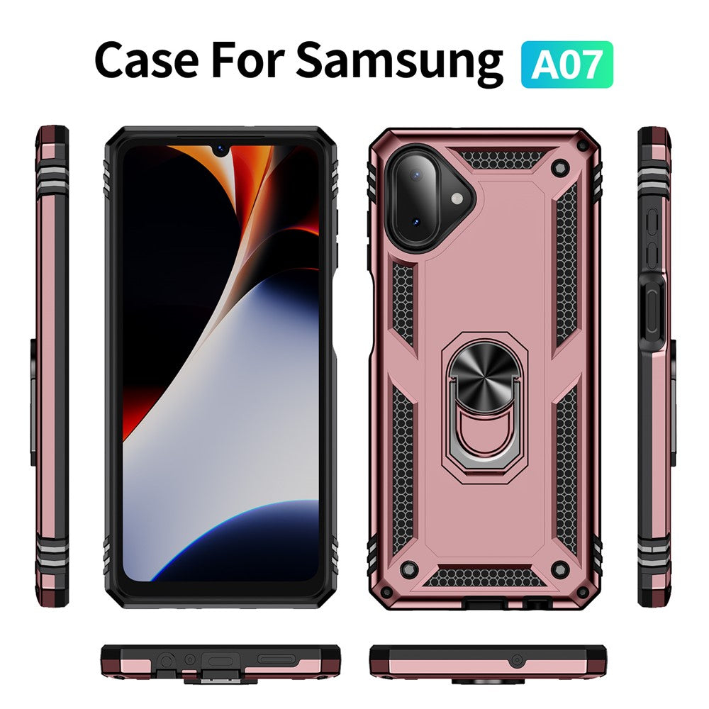 For-Samsung-Galaxy-A07-4G-Case-PC-+-TPU-Phone-Cover-with-Kickstand-Rose-Gold
