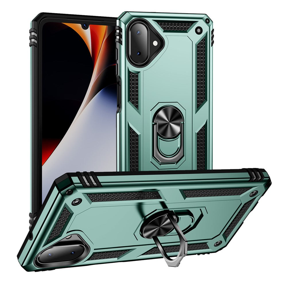 For-Samsung-Galaxy-A07-4G-Case-PC-+-TPU-Phone-Cover-with-Kickstand-Blackish-Green