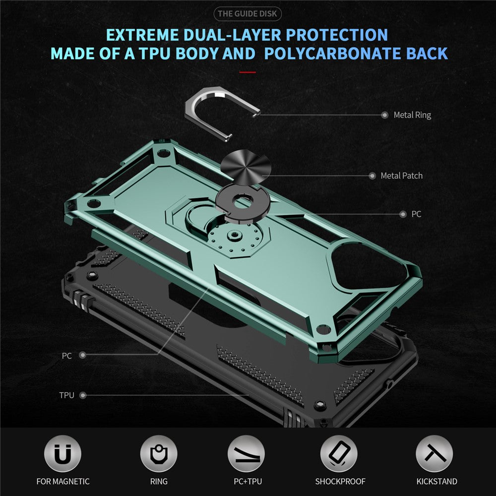 For-Samsung-Galaxy-A07-4G-Case-PC-+-TPU-Phone-Cover-with-Kickstand-Blackish-Green