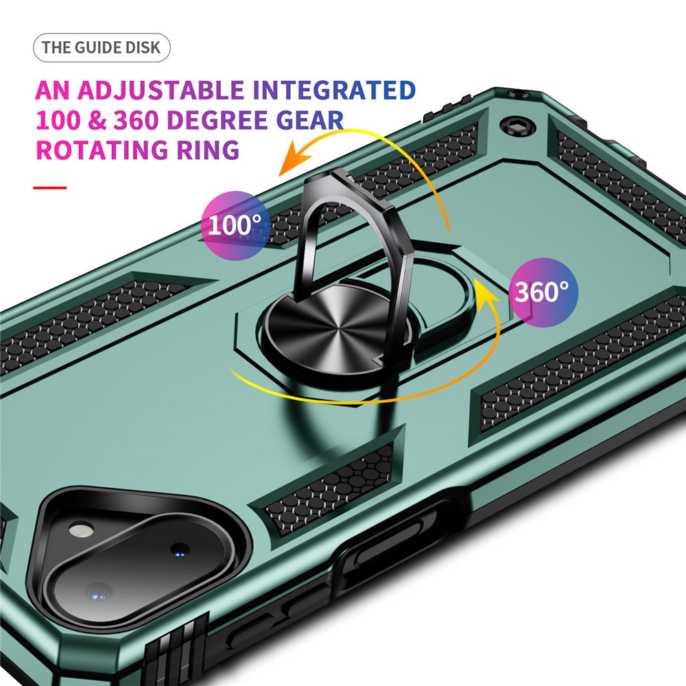 For-Samsung-Galaxy-A07-4G-Case-PC-+-TPU-Phone-Cover-with-Kickstand-Blackish-Green