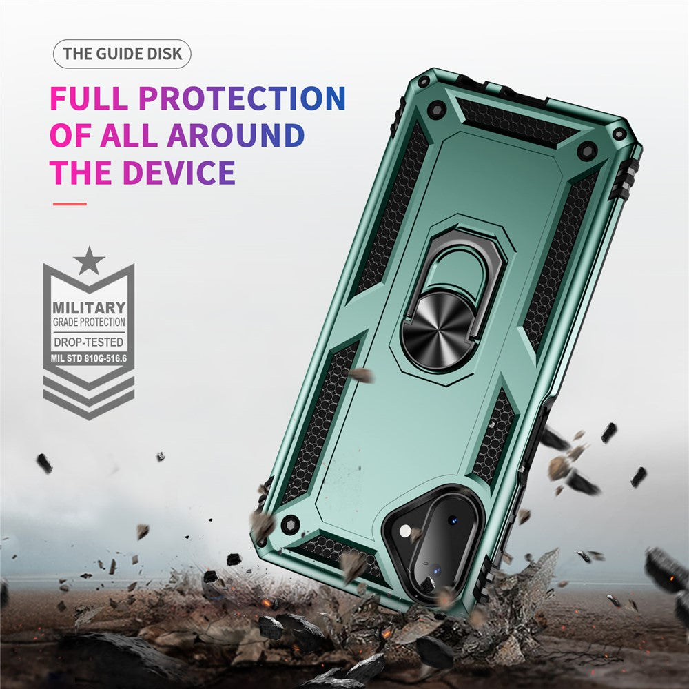 For-Samsung-Galaxy-A07-4G-Case-PC-+-TPU-Phone-Cover-with-Kickstand-Blackish-Green