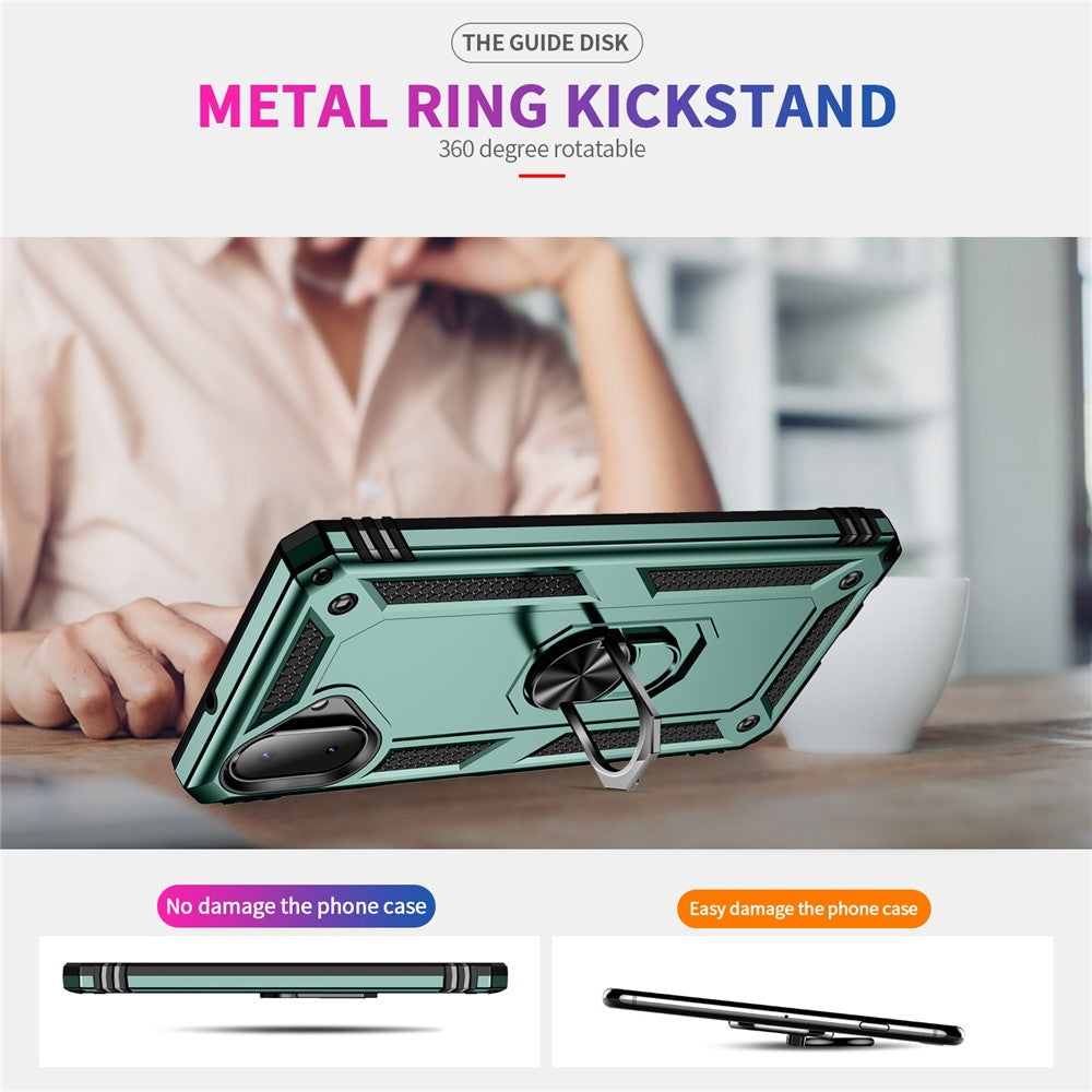 For-Samsung-Galaxy-A07-4G-Case-PC-+-TPU-Phone-Cover-with-Kickstand-Blackish-Green