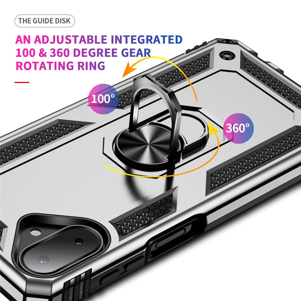 For-Samsung-Galaxy-A07-4G-Case-PC-+-TPU-Phone-Cover-with-Kickstand-Silver