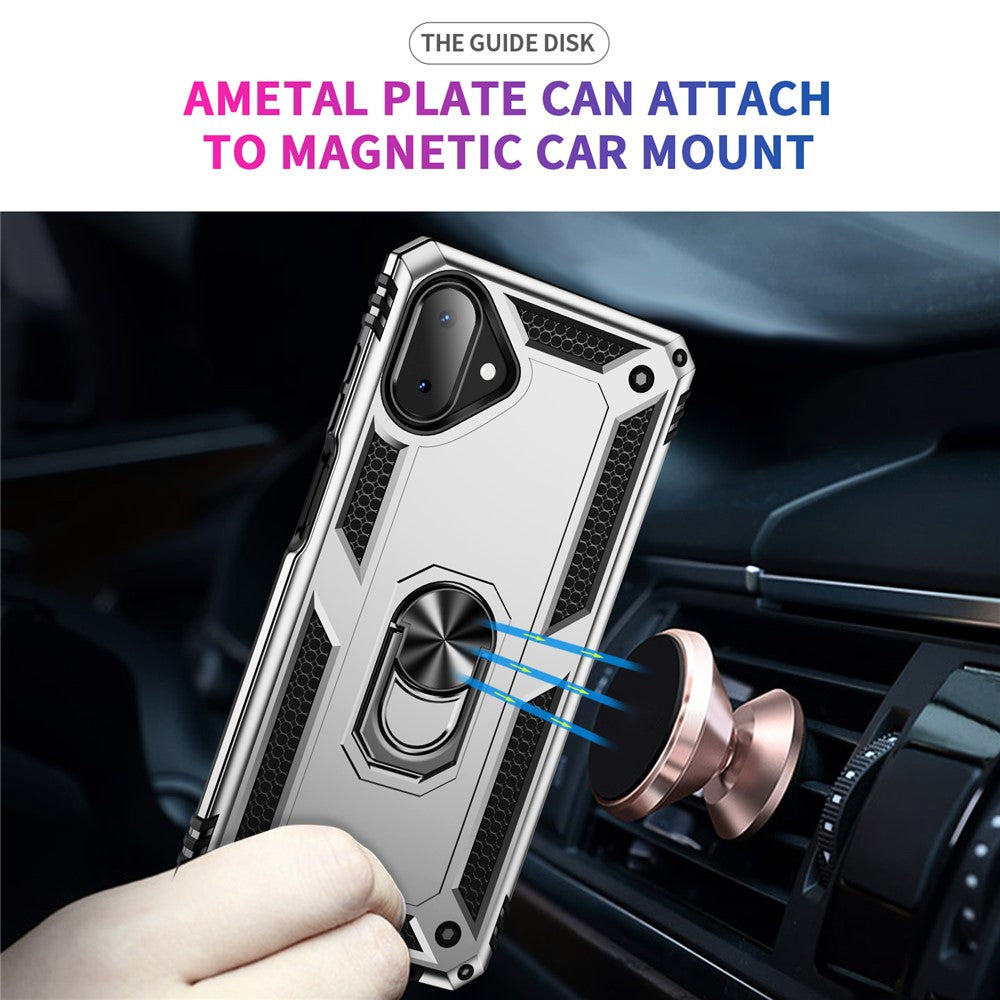 For-Samsung-Galaxy-A07-4G-Case-PC-+-TPU-Phone-Cover-with-Kickstand-Silver