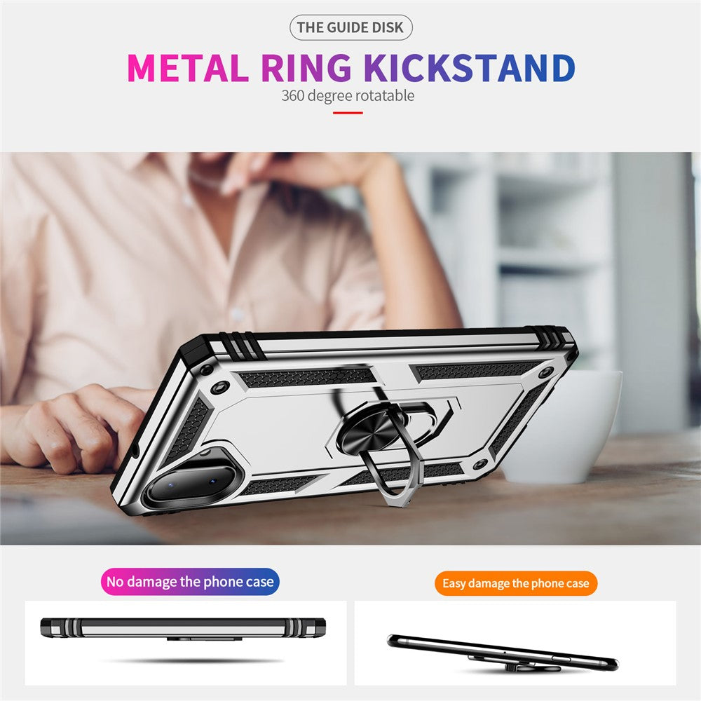 For-Samsung-Galaxy-A07-4G-Case-PC-+-TPU-Phone-Cover-with-Kickstand-Silver