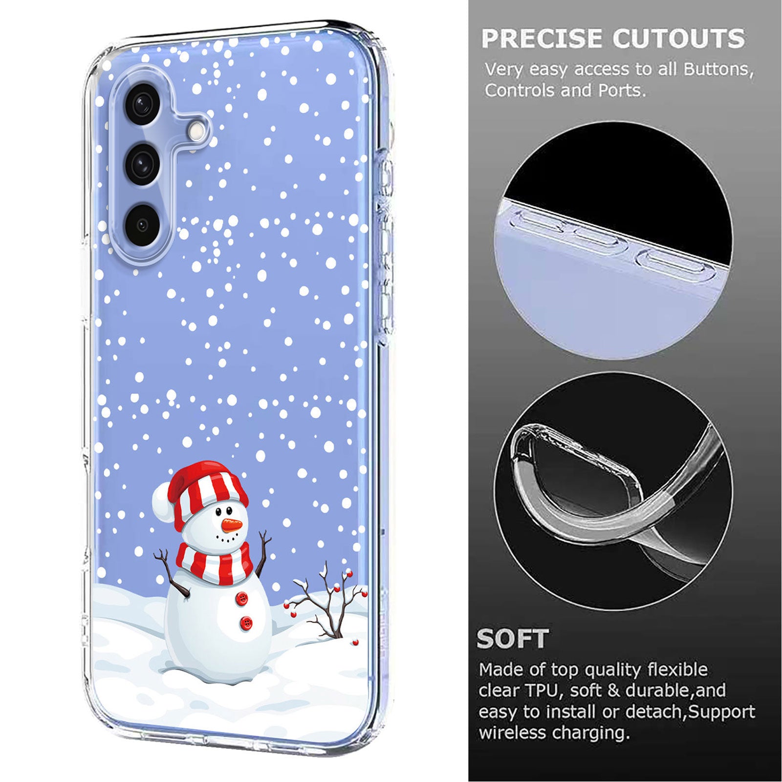 For-Samsung-Galaxy-A56-5G-Case-Christmas-Themed-Pattern-Printing-TPU-Phone-Back-Cover-Christmas-Snowman
