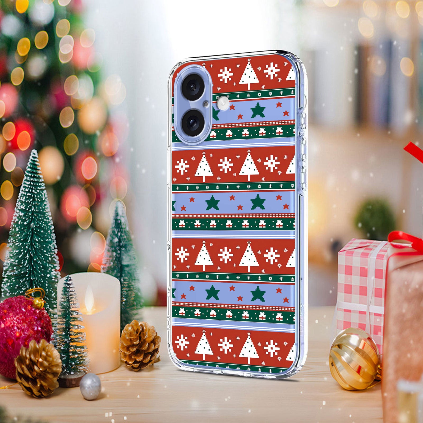 For-iPhone-16-Case-Christmas-Themed-Pattern-Printing-TPU-Phone-Back-Cover-Christmas-Ribbons