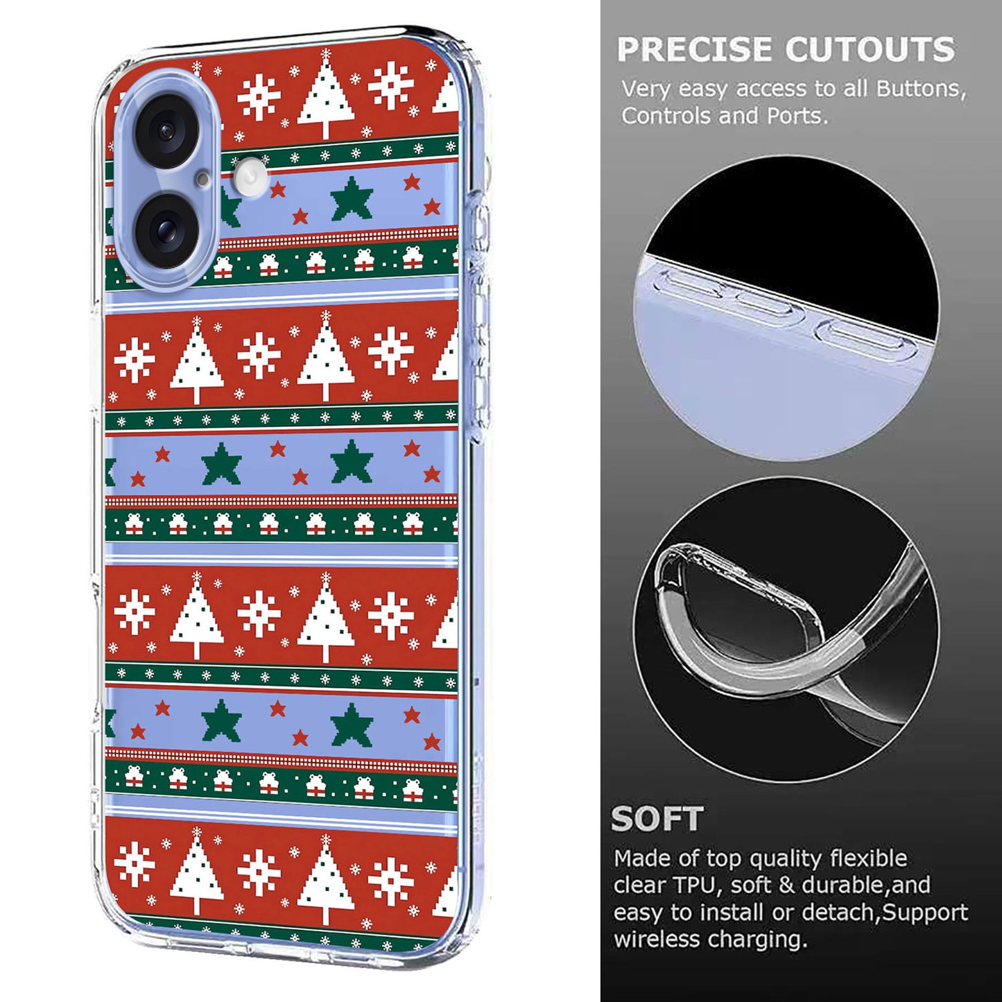 For-iPhone-16-Case-Christmas-Themed-Pattern-Printing-TPU-Phone-Back-Cover-Christmas-Ribbons