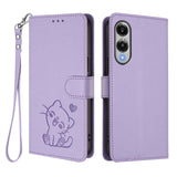 For-Samsung-Galaxy-S25-Edge-Wallet-Case-with-Wrist-Strap-Love-Cat-Pattern-Imprint-Leather-Phone-Cover-Light-Purple