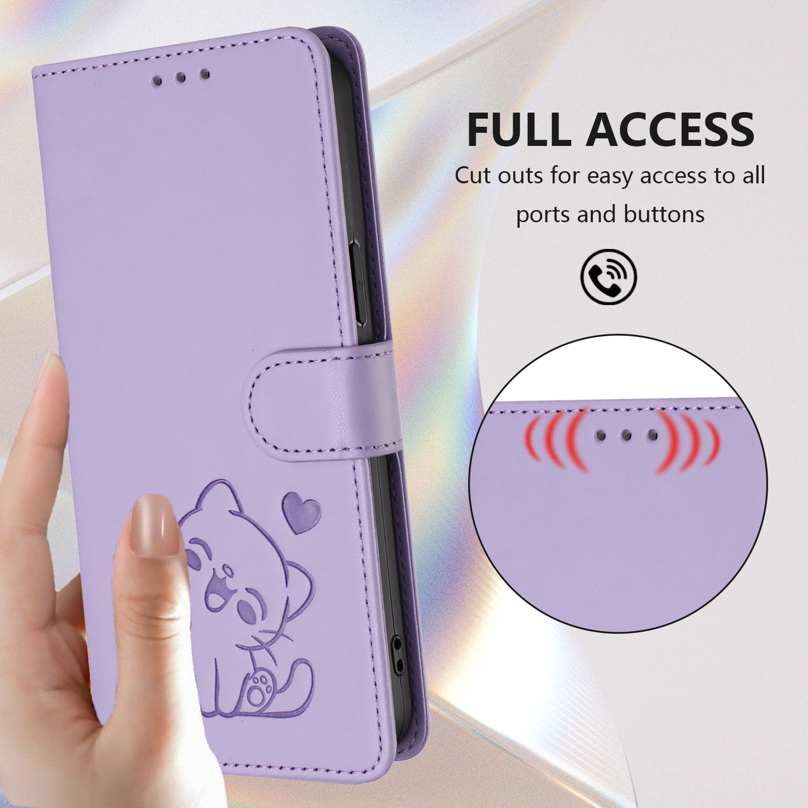 For-Samsung-Galaxy-S25-Edge-Wallet-Case-with-Wrist-Strap-Love-Cat-Pattern-Imprint-Leather-Phone-Cover-Light-Purple