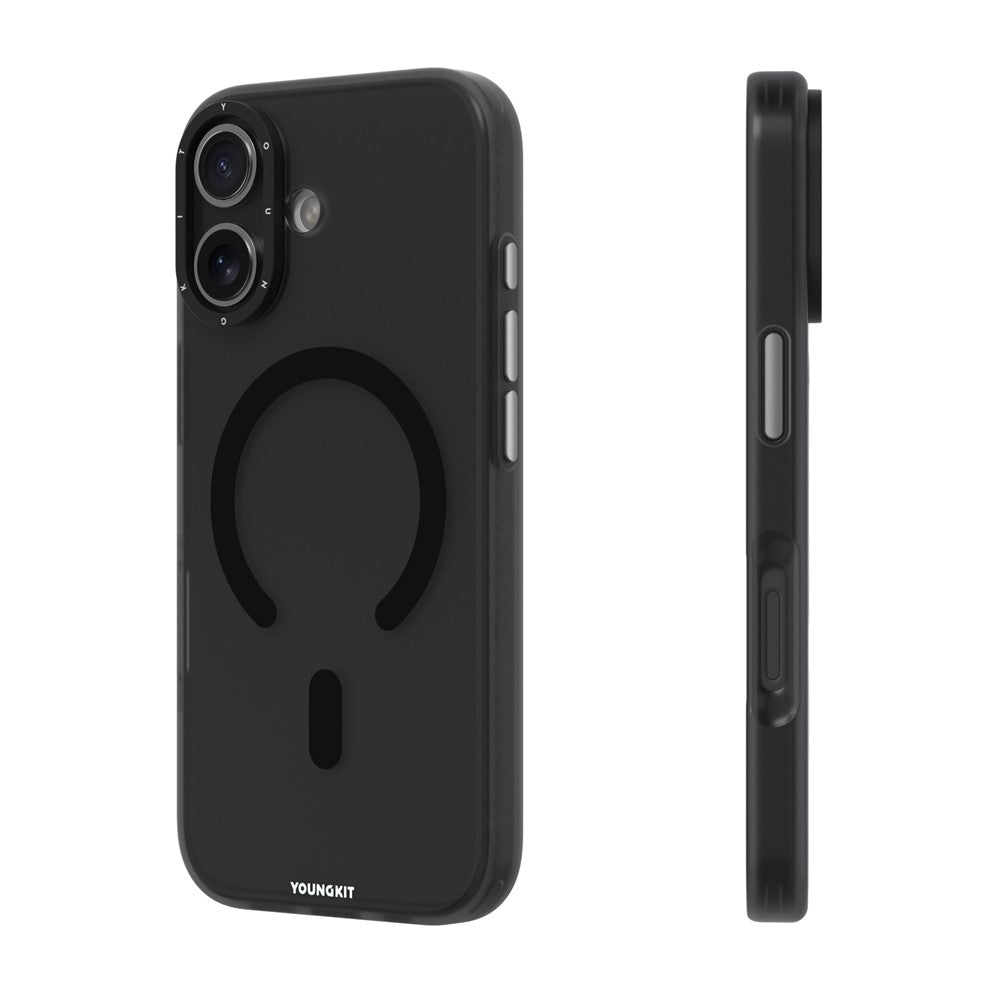 YOUNGKIT-For-iPhone-17-Matte-Case-Compatible-with-MagSafe-PET-TPU-Phone-Cover-Transparent-Black