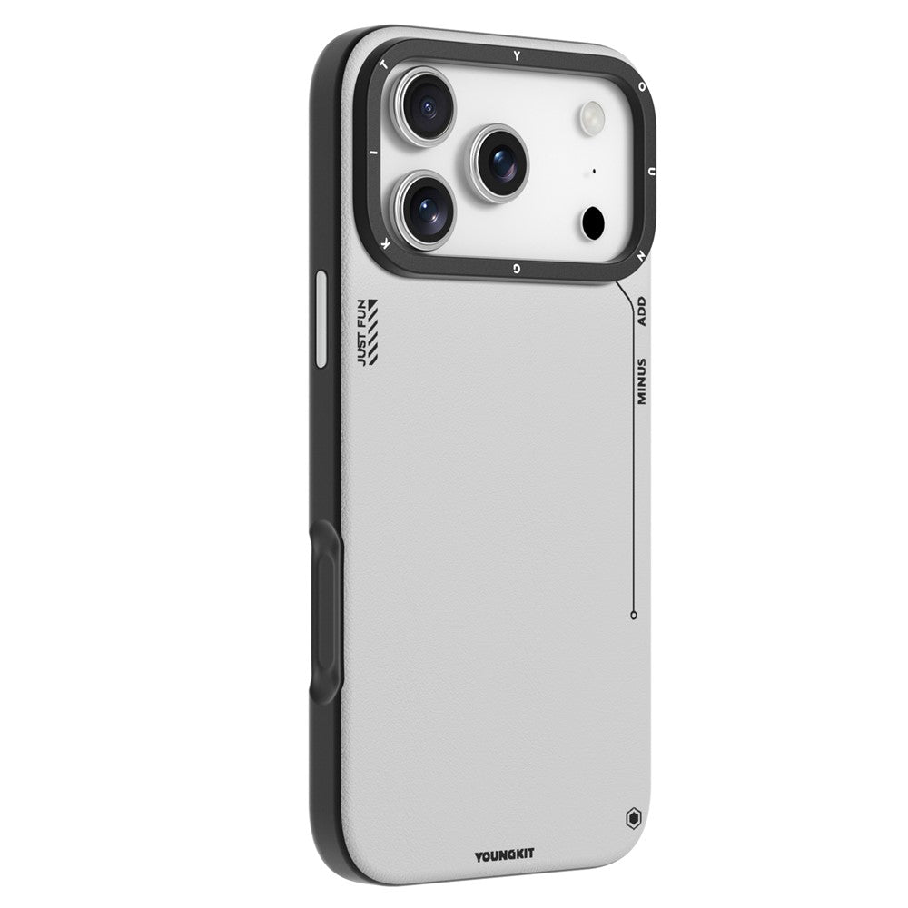 YOUNGKIT-For-iPhone-17-Pro-Max-Case-Compatible-with-MagSafe-PU-Leather-+-PC-Phone-Cover-Silver