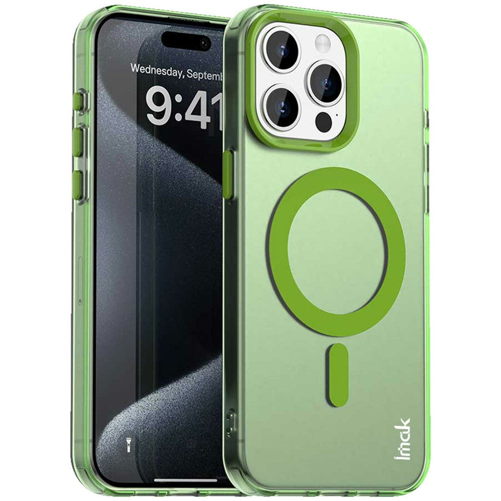 IMAK-For-iPhone-15-Pro-Max-Case-Compatible-with-MagSafe-Candy-Color-Anti-Drop-TPU-+-PET-Back-Cover-Green