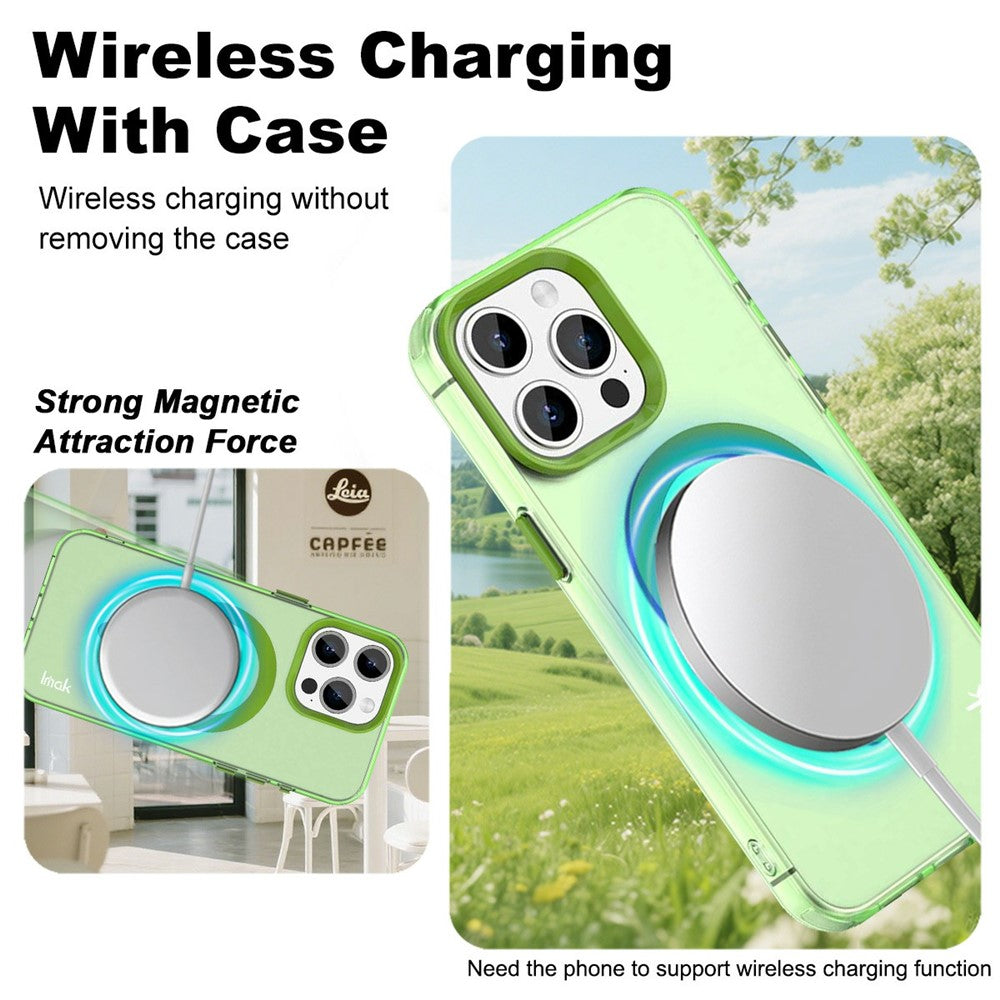 IMAK-For-iPhone-15-Pro-Max-Case-Compatible-with-MagSafe-Candy-Color-Anti-Drop-TPU-+-PET-Back-Cover-Green