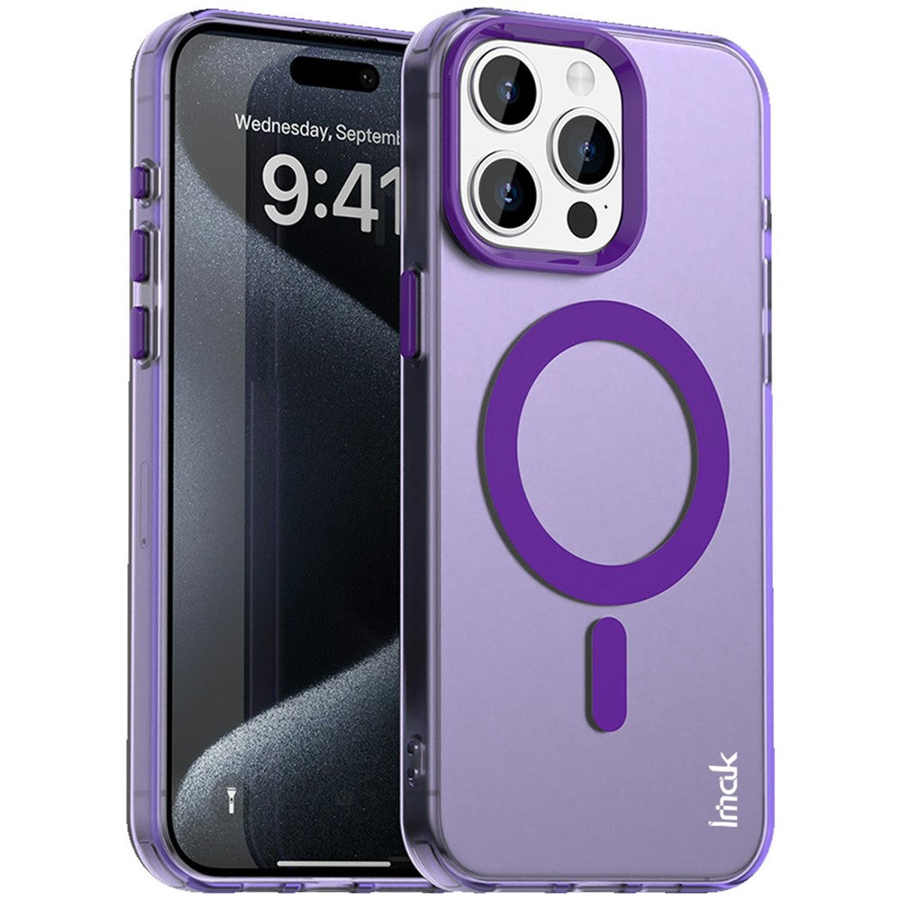 IMAK-For-iPhone-15-Pro-Max-Case-Compatible-with-MagSafe-Candy-Color-Anti-Drop-TPU-+-PET-Back-Cover-Purple