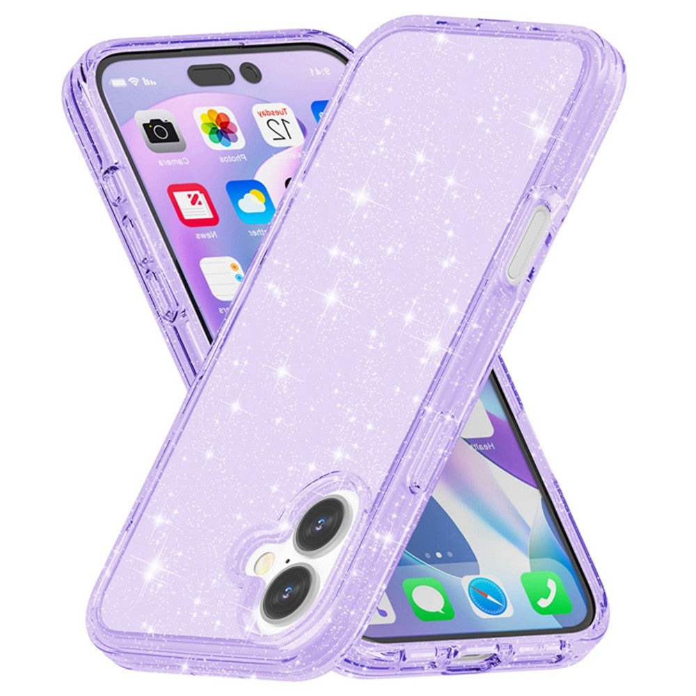 AMORUS-For-iPhone-17-Case-Soft-TPU-Hard-PC-Back-Shockproof-Phone-Cover-Glitter-Purple
