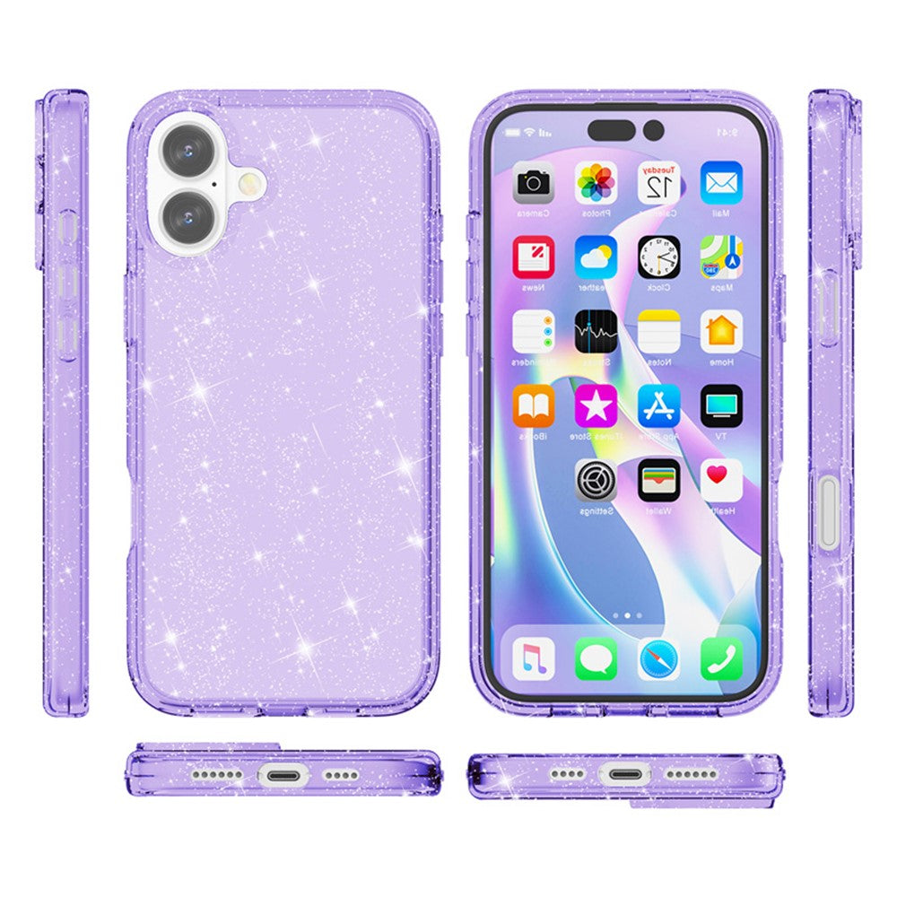 AMORUS-For-iPhone-17-Case-Soft-TPU-Hard-PC-Back-Shockproof-Phone-Cover-Glitter-Purple