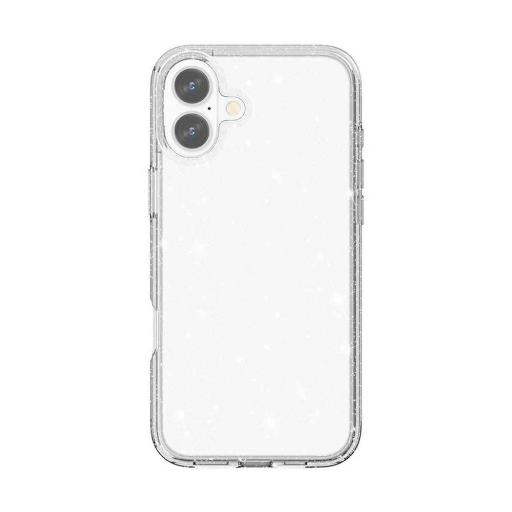 AMORUS-For-iPhone-16-Plus-Case-Soft-TPU-Hard-PC-Back-Shockproof-Phone-Cover-Glitter-White