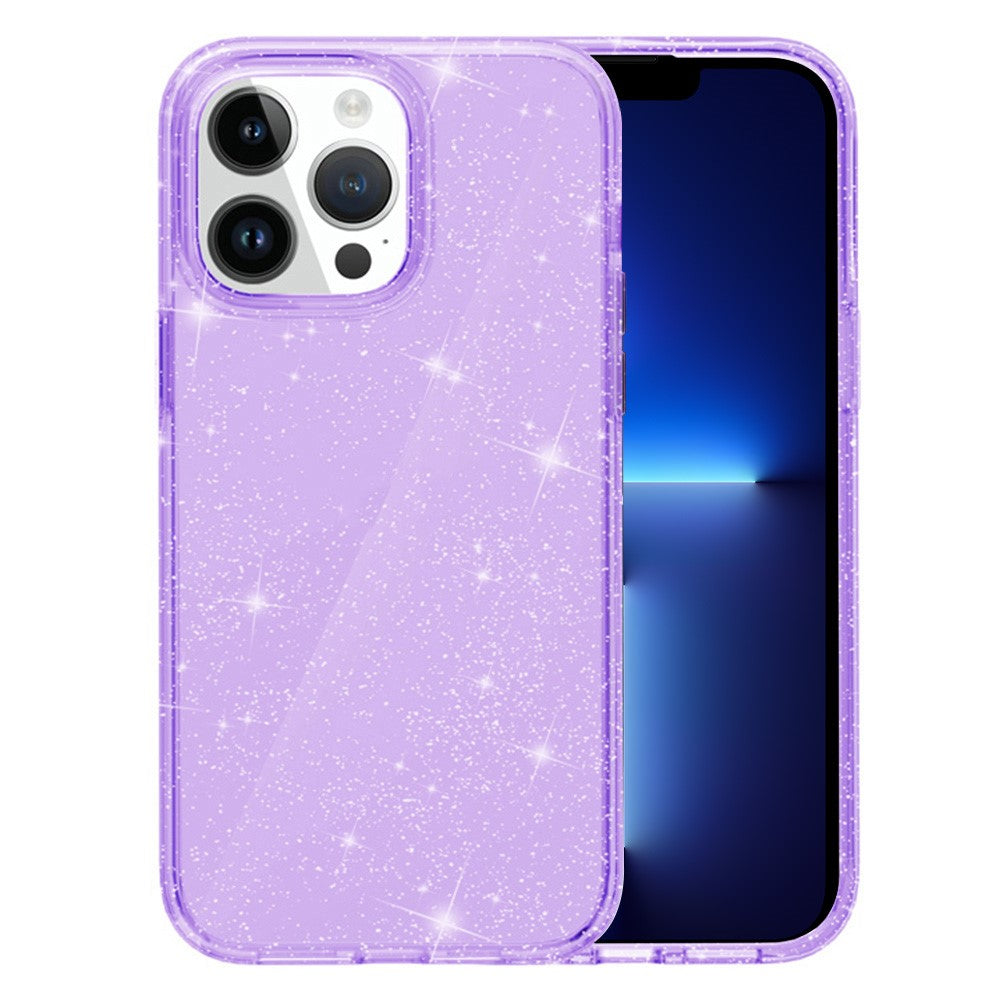 AMORUS-For-iPhone-13-Pro-Case-Soft-TPU-Hard-PC-Back-Shockproof-Phone-Cover-Glitter-Purple