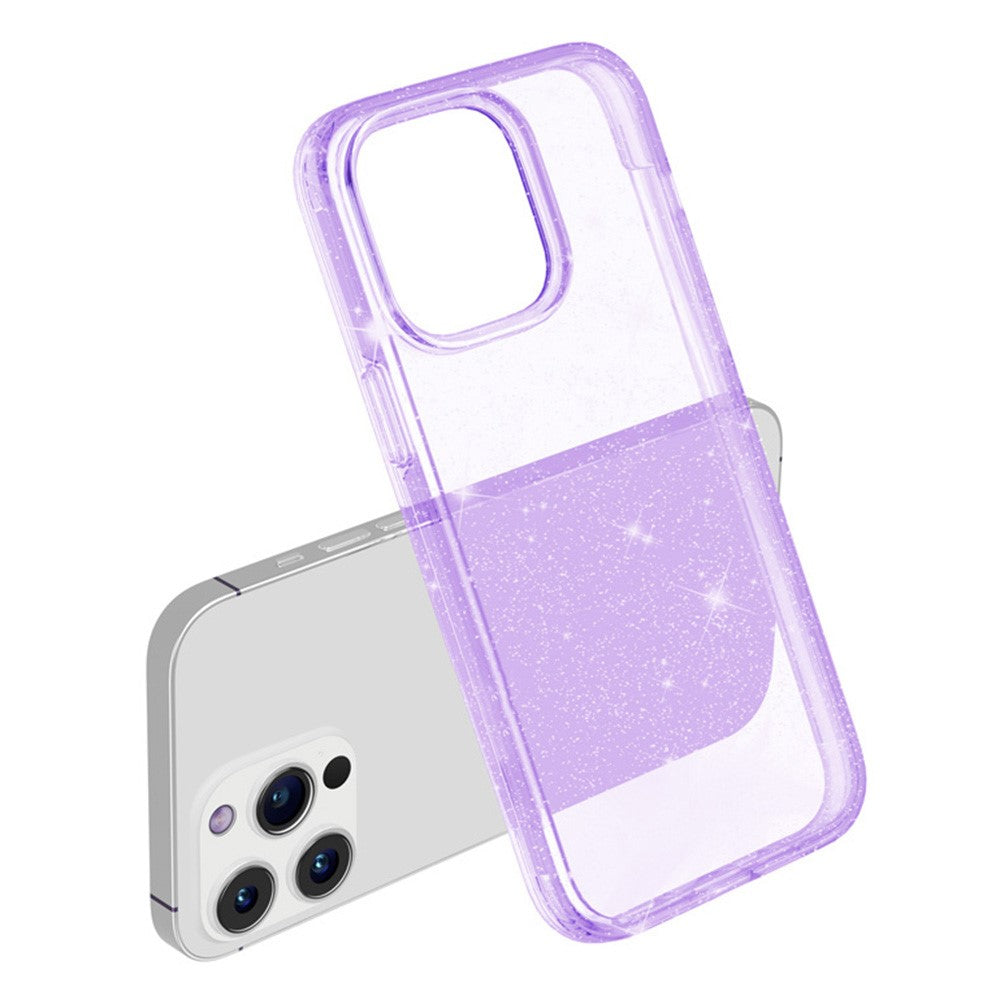 AMORUS-For-iPhone-13-Pro-Case-Soft-TPU-Hard-PC-Back-Shockproof-Phone-Cover-Glitter-Purple