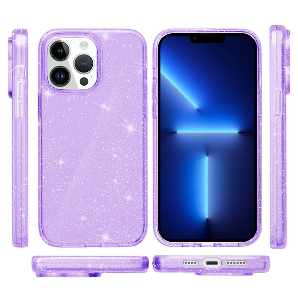 AMORUS-For-iPhone-13-Pro-Case-Soft-TPU-Hard-PC-Back-Shockproof-Phone-Cover-Glitter-Purple