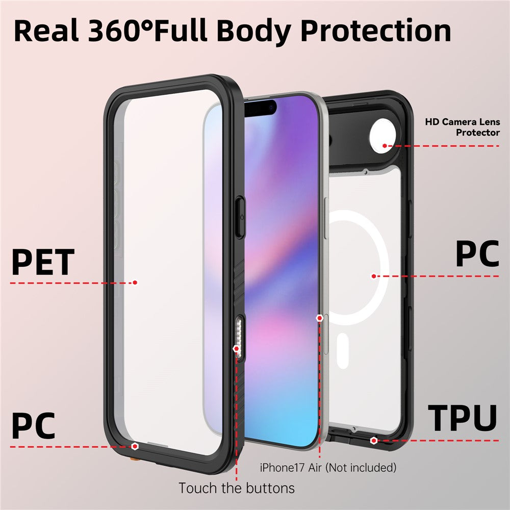 REDPEPPER-FS-/-FM-Series-For-iPhone-Air-Clear-Case-Compatible-with-MagSafe-PC-TPU-PET-IP68-Waterproof-Phone-Cover