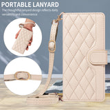 For-Samsung-Galaxy-A25-5G-(Global)-(161mm)-Wallet-Case-Rhombus-Leather-Phone-Cover-with-Strap-Apricot