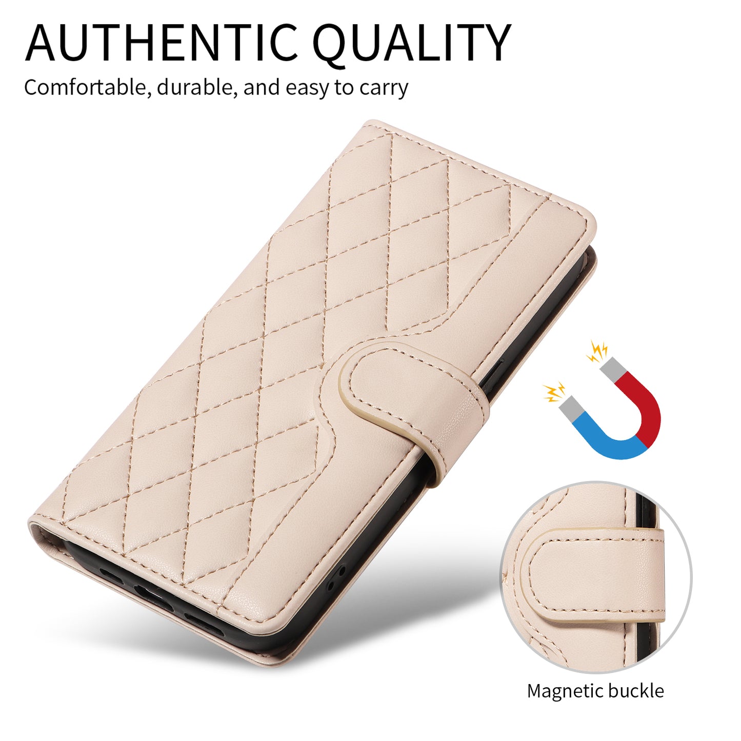 For-Samsung-Galaxy-A25-5G-(Global)-(161mm)-Wallet-Case-Rhombus-Leather-Phone-Cover-with-Strap-Apricot