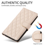 For-Samsung-Galaxy-A25-5G-(Global)-(161mm)-Wallet-Case-Rhombus-Leather-Phone-Cover-with-Strap-Apricot